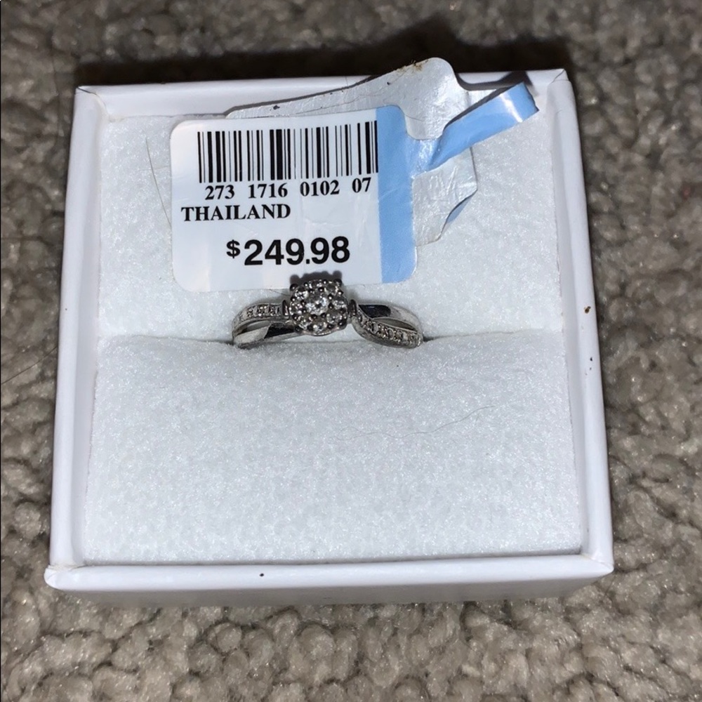 Silver diamond promise ring